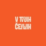 Logotip V TVOJIH ČEVLJIH na oranžni podlagi